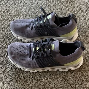 On Running Men's Cloudnova Athletic Shoes in Purple and Lime